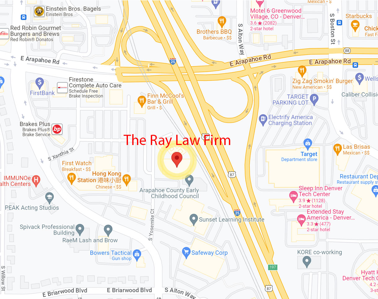 Map Location - The Ray Law Firm experts in Subrogation, Construction, and Commercial Litigation. Keith Ray, Denver Attorney